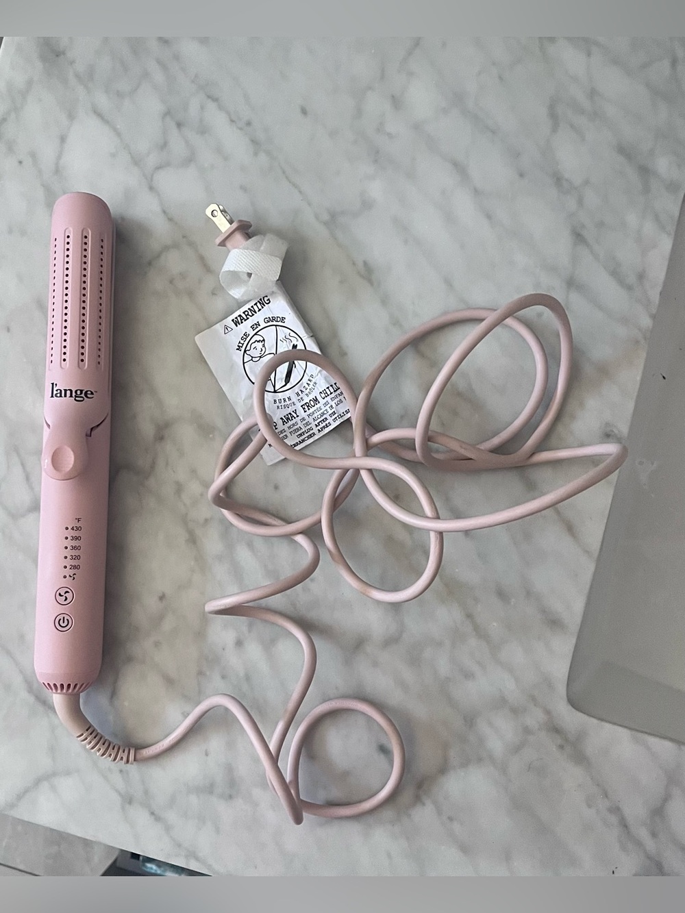Lange Light Pink Hair Straightening and Drying Brush with Cord
